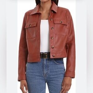 Beautiful Bagatelle Mahogany Brown Motorcycle Soft‎ Faux Leather Jacket Medium